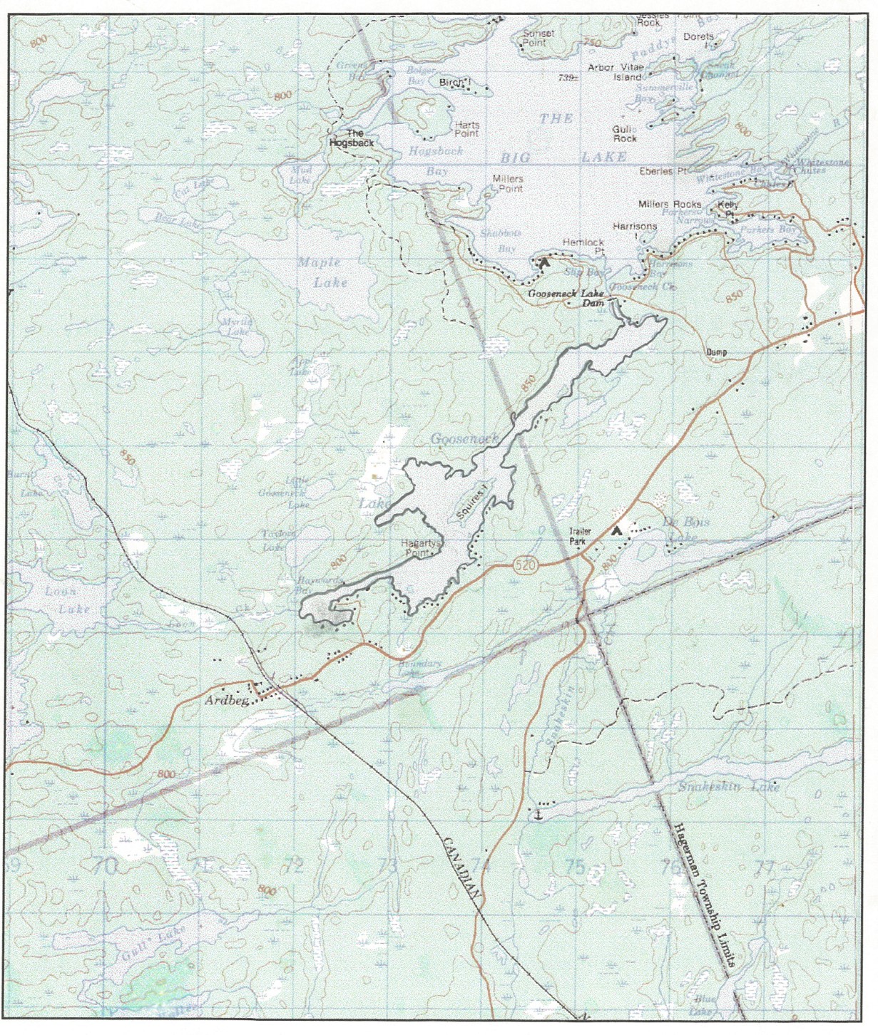 gooseneck lake map